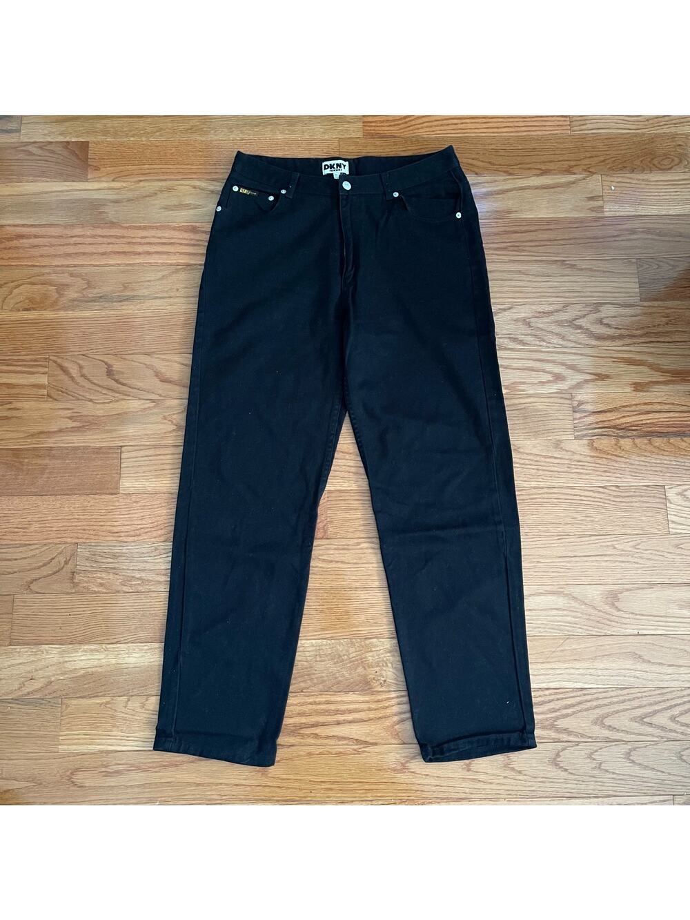 DKNY Jeans Straight Leg Womens 14 Black Minimalist Classic Denim Casual